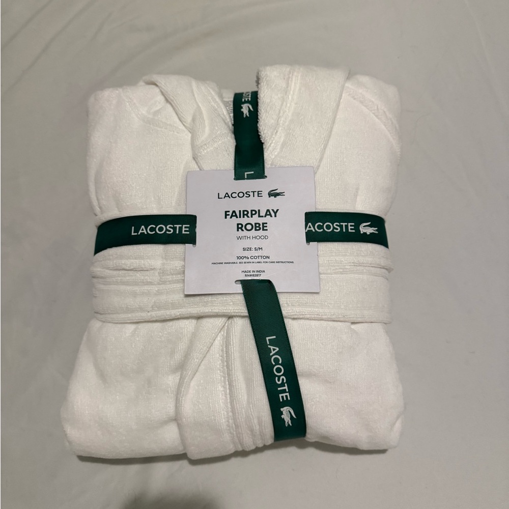 Lacoste White Hooded Fairplay Robe